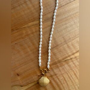 Oshena Selene Gold & Freshwater Pearl Shell Necklace